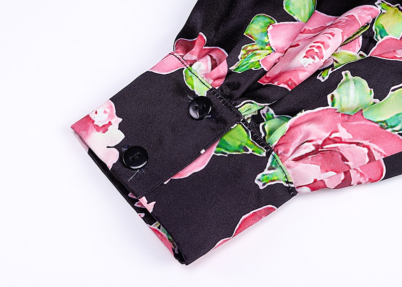 Women's Rose Printed Mini Dress Women's Rose Printed Mini Dress