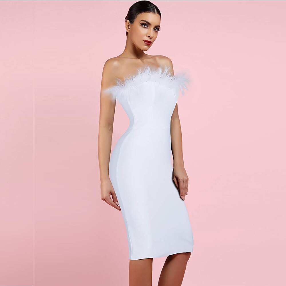 Women's Fur Trim Party Dress