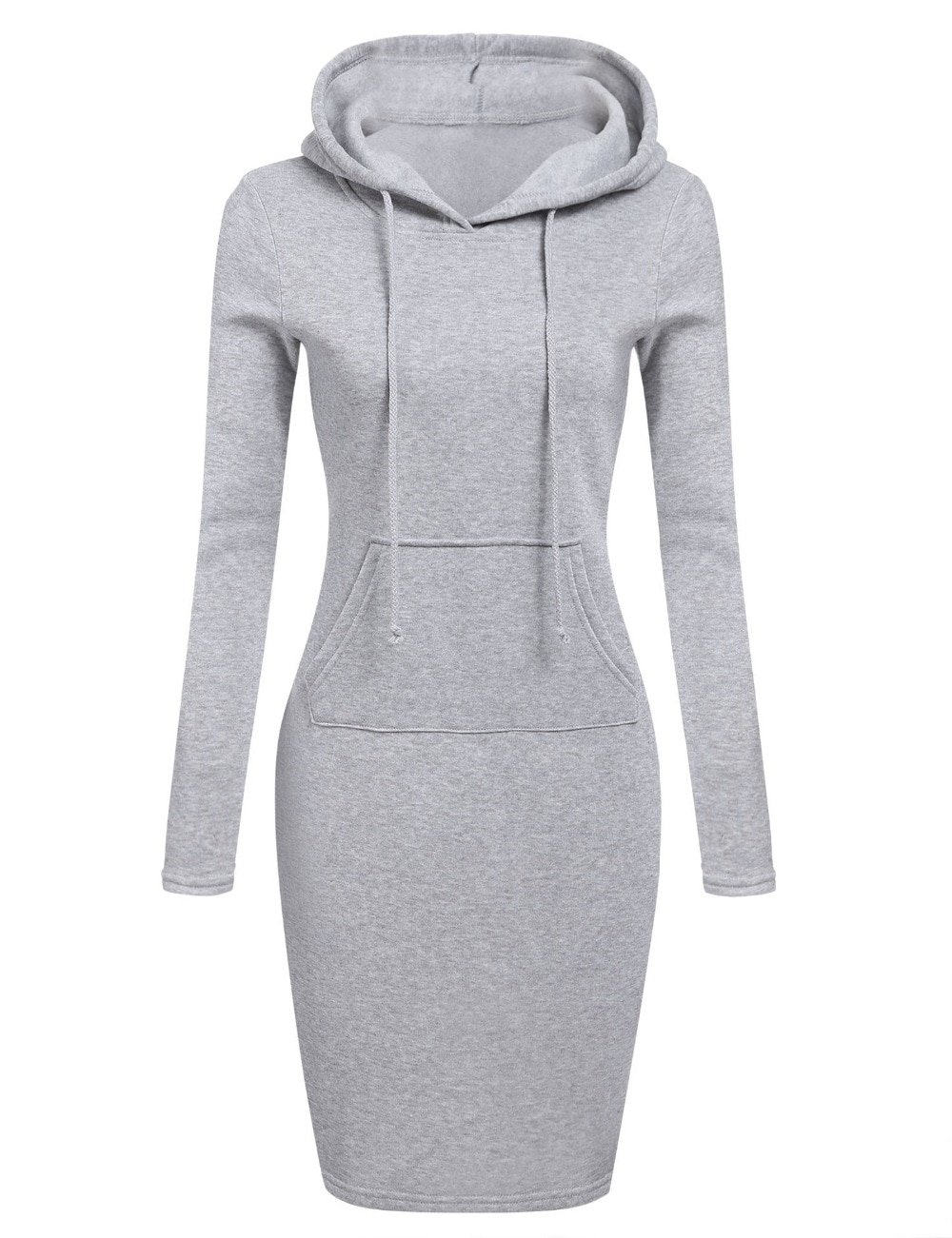 Women's Solid Color Hooded Knee-Length Dress
